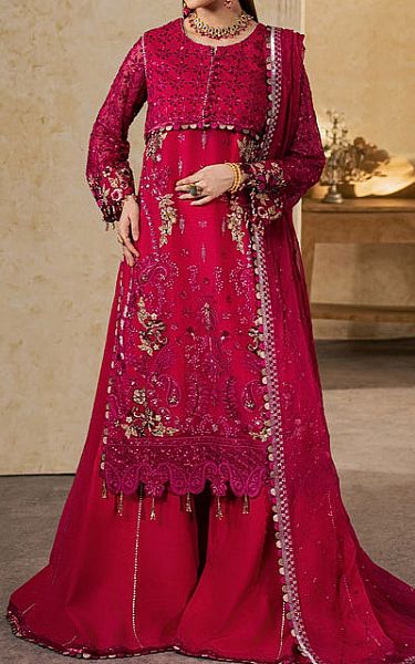 Maryum N Maria Crimson Chiffon Suit | Pakistani Embroidered Chiffon Dresses USA- Image 1
