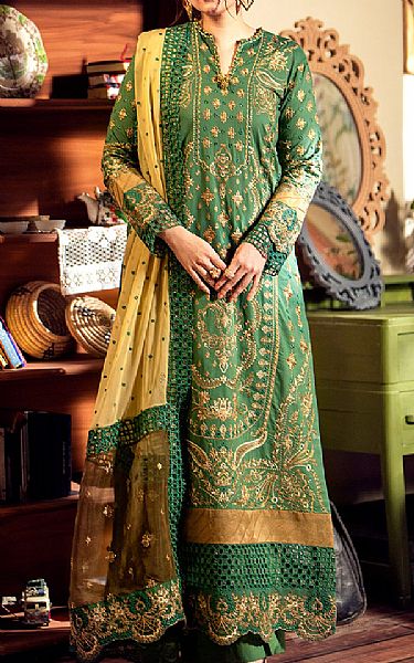 Maryum N Maria Forest Green Lawn Suit | Pakistani Lawn Suits- Image 1