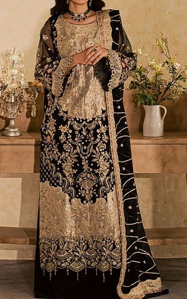 Maryum N Maria Golden Organza Suit | Pakistani Embroidered Chiffon Dresses USA- Image 1