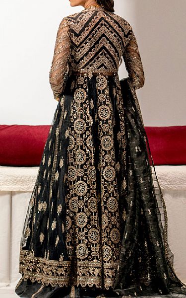 Maryum N Maria Black Net Suit | Pakistani Embroidered Chiffon Dresses- Image 2