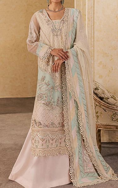 Maryum N Maria Pink/Turquoise Organza Suit | Pakistani Embroidered Chiffon Dresses USA- Image 1