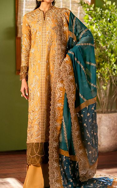 Maryum N Maria Sand Gold Lawn Suit | Pakistani Lawn Suits- Image 1