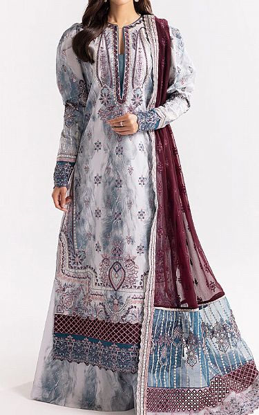 Maryum N Maria Light Grey Lawn Suit | Pakistani Lawn Suits- Image 1