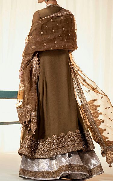 Maryum N Maria Army Green Chiffon Suit | Pakistani Embroidered Chiffon Dresses- Image 2
