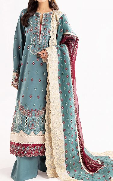 Maryum N Maria Teal Lawn Suit | Pakistani Lawn Suits- Image 1