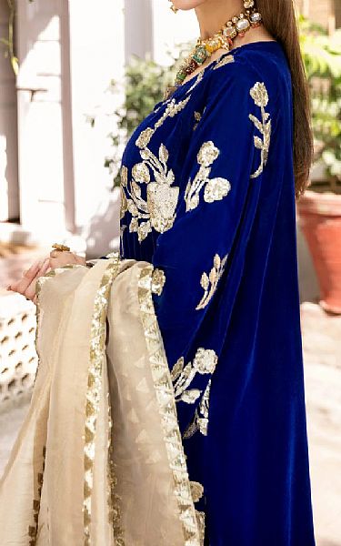 Maryum N Maria Dark Blue Velvet Suit | Pakistani Dresses in USA- Image 2