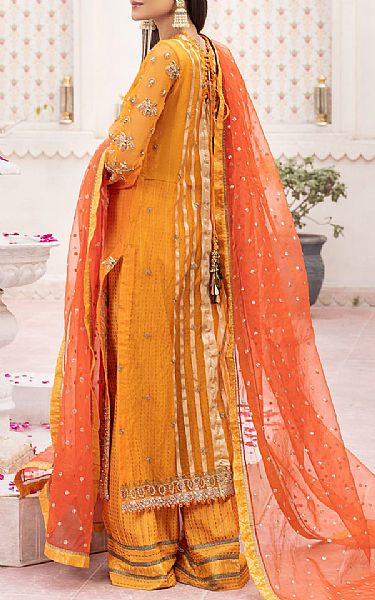 Maryum N Maria Valentine Orange Chiffon Suit. | Pakistani Embroidered Chiffon Dresses- Image 2