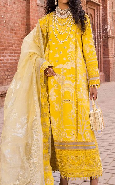 Maryum N Maria Golden Yellow Lawn Suit | Pakistani Lawn Suits- Image 1