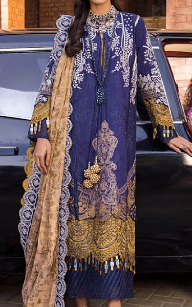 Maryum N Maria Navy Blue Lawn Suit | Pakistani Lawn Suits- Image 1