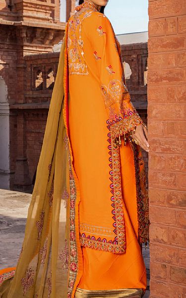 Maryum N Maria Safety Orange Lawn Suit | Pakistani Lawn Suits- Image 2