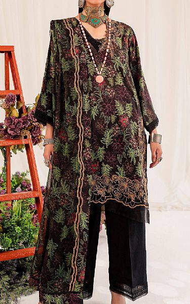 Maryum N Maria Black/Green Lawn Suit | Pakistani Lawn Suits- Image 1