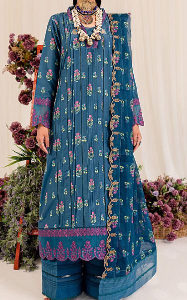 Maryum N Maria Denim Blue Lawn Suit | Pakistani Lawn Suits- Image 1