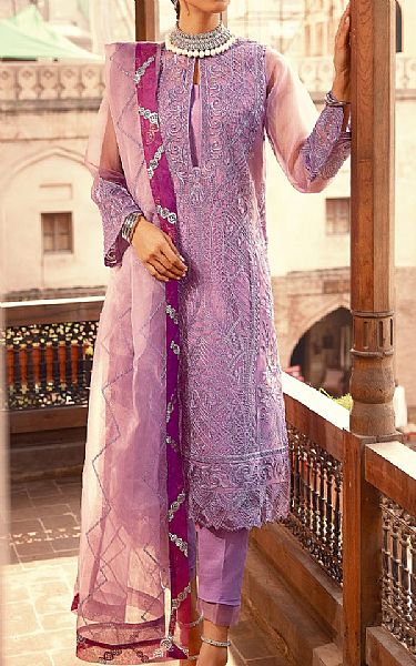 Maryum N Maria Lavender Organza Suit | Pakistani Embroidered Chiffon Dresses- Image 1