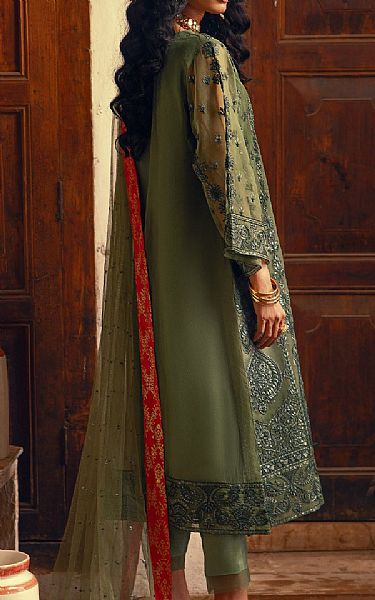 Maryum N Maria Hunter Green Organza Suit | Pakistani Embroidered Chiffon Dresses- Image 2
