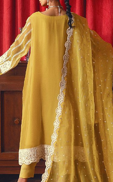 Maryum N Maria Mustard Organza Suit | Pakistani Embroidered Chiffon Dresses- Image 2