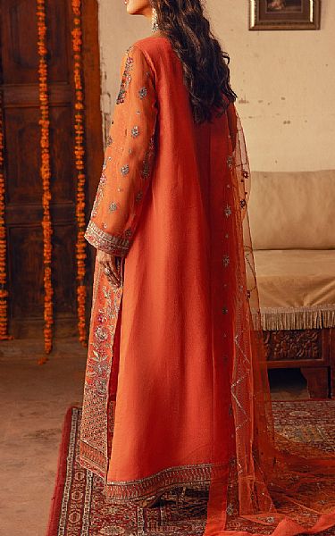 Maryum N Maria Orange Organza Suit | Pakistani Embroidered Chiffon Dresses- Image 2
