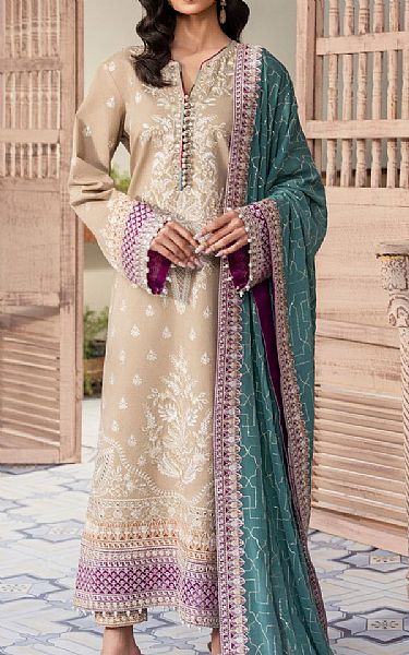 Maryum N Maria Beige Lawn Suit | Pakistani Lawn Dress in USA- Image 1