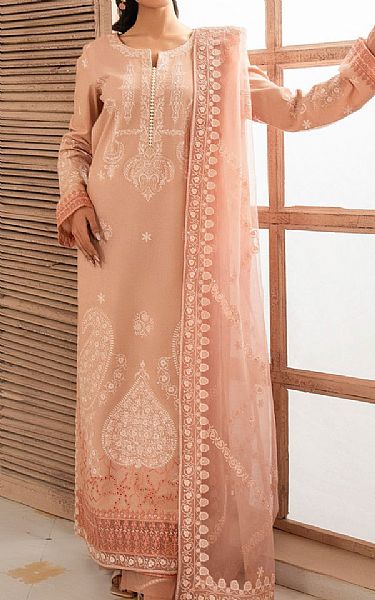 Maryum N Maria Peach Lawn Suit | Pakistani Lawn Dress in USA- Image 1