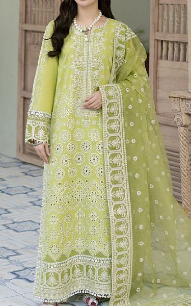 Maryum N Maria Parrot Green Lawn Suit | Pakistani Lawn Dress in USA- Image 1