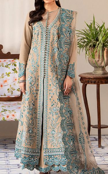 Maryum N Maria Beige Lawn Suit | Pakistani Lawn Dress in USA- Image 1