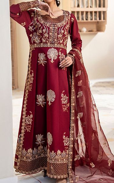 Maryum N Maria Maroon Lawn Suit | Pakistani Lawn Dress in USA- Image 1