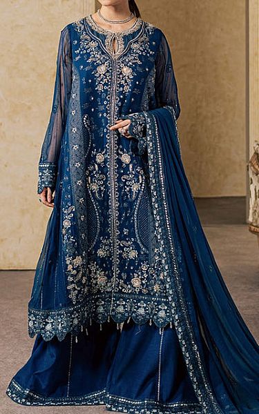 Maryum N Maria Blue Chiffon Suit | Pakistani Embroidered Chiffon Dresses USA- Image 1