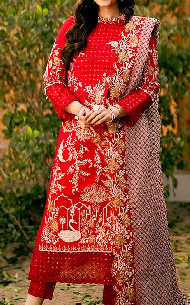 Maryum N Maria Red Lawn Suit | Pakistani Lawn Suits- Image 1