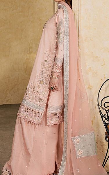 Maryum N Maria Peach Silk Suit | Pakistani Embroidered Chiffon Dresses USA- Image 2