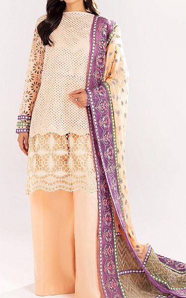 Maryum N Maria Peach Lawn Suit | Pakistani Lawn Suits- Image 1