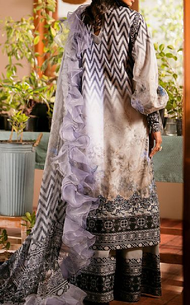 Maryum N Maria Grey/Lilac Raw Silk Suit | Pakistani Lawn Suits- Image 2
