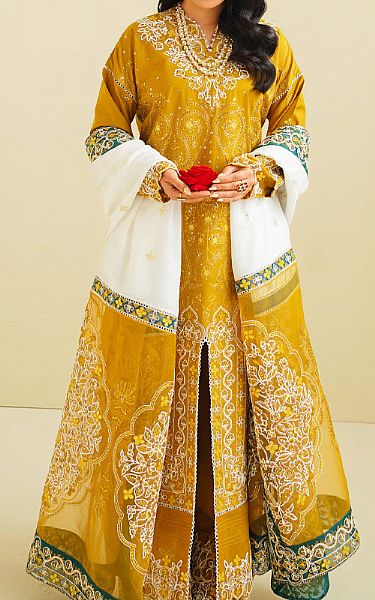 Maryum N Maria Mustard Lawn Suit | Pakistani Lawn Suits- Image 1