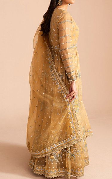 Maryum N Maria Golden Organza Suit | Pakistani Embroidered Chiffon Dresses USA- Image 2