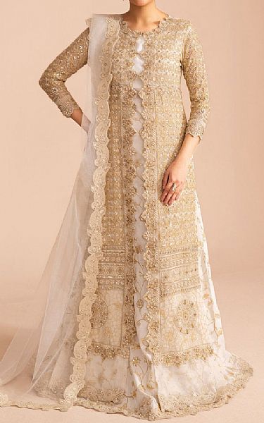 Maryum N Maria White Net Suit | Pakistani Embroidered Chiffon Dresses USA- Image 1