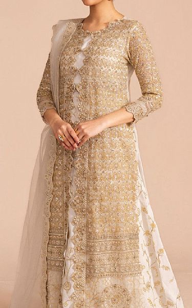 Maryum N Maria White Net Suit | Pakistani Embroidered Chiffon Dresses USA- Image 2