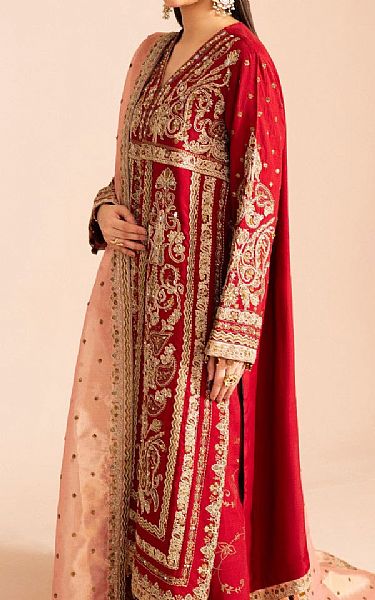 Maryum N Maria MaroonTissue Suit | Pakistani Embroidered Chiffon Dresses USA- Image 2