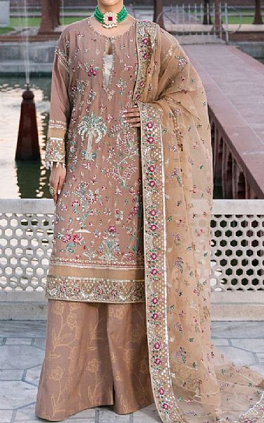 Maryum N Maria Mauve Organza Suit | Pakistani Embroidered Chiffon Dresses USA- Image 1