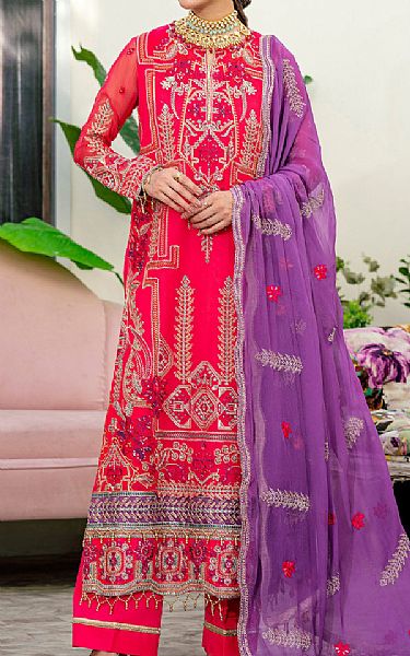 Maryum N Maria Carmine Chiffon Suit | Pakistani Embroidered Chiffon Dresses- Image 1