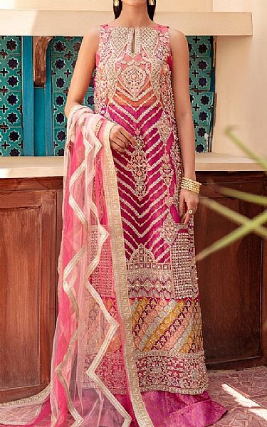 Maryum N Maria Magenta Net Suit | Pakistani Dresses in USA- Image 1