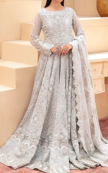 Maryum N Maria Light Grey Organza Suit | Pakistani Dresses in USA- Image 1