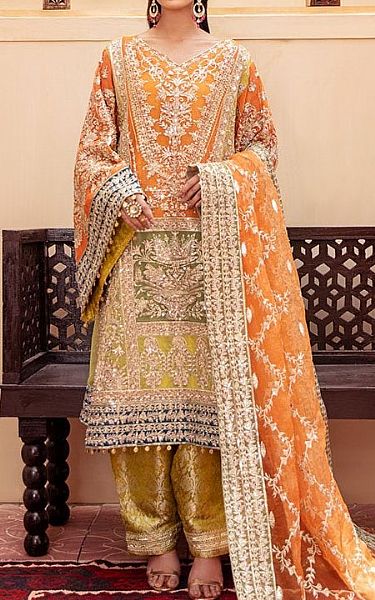 Maryum N Maria Orange Organza Suit | Pakistani Dresses in USA- Image 1