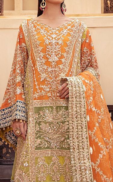 Maryum N Maria Orange Organza Suit | Pakistani Dresses in USA- Image 2