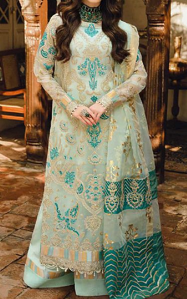 Maryum N Maria Mint Green Organza Suit | Pakistani Dresses in USA- Image 1