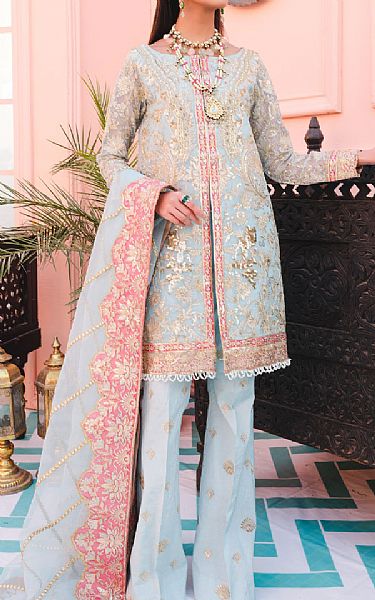 Maryum N Maria Sky Blue Organza Suit | Pakistani Dresses in USA- Image 1