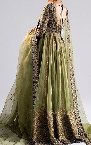Maryum N Maria Olive/Black Organza Suit | Pakistani Embroidered Chiffon Dresses USA- Image 2