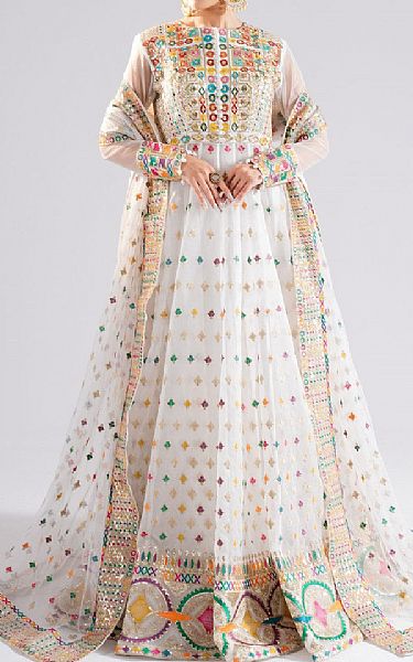 Maryum N Maria White Organza Suit | Pakistani Embroidered Chiffon Dresses USA- Image 1