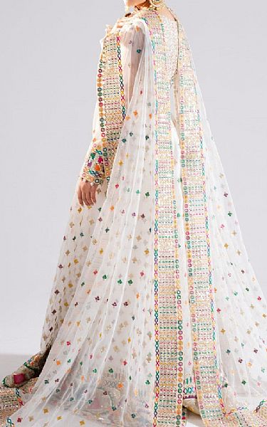 Maryum N Maria White Organza Suit | Pakistani Embroidered Chiffon Dresses USA- Image 2