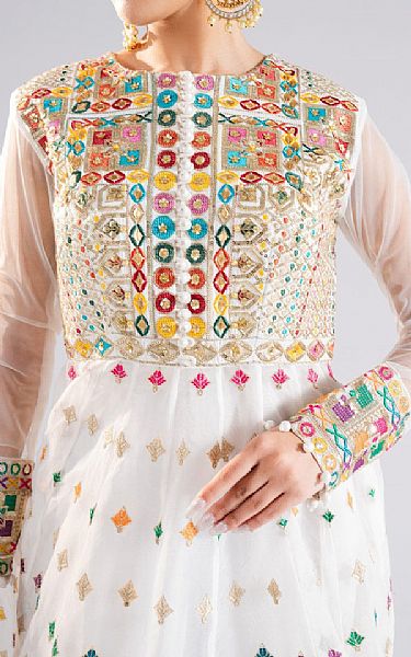 Maryum N Maria White Organza Suit | Pakistani Embroidered Chiffon Dresses USA- Image 3
