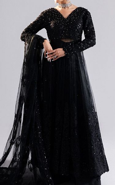 Maryum N Maria Black Grip Suit | Pakistani Embroidered Chiffon Dresses USA- Image 1