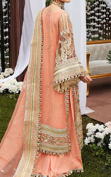 Maryum N Maria Peach Net Suit | Pakistani Dresses in USA- Image 2