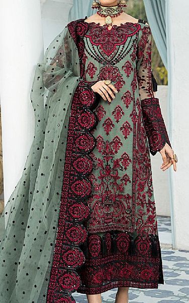 Maryum N Maria Viridian Green Organza Suit | Pakistani Dresses in USA- Image 1